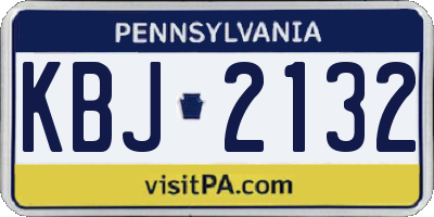 PA license plate KBJ2132