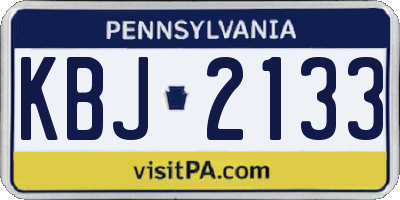 PA license plate KBJ2133