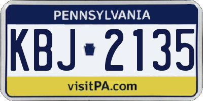 PA license plate KBJ2135