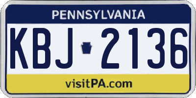 PA license plate KBJ2136