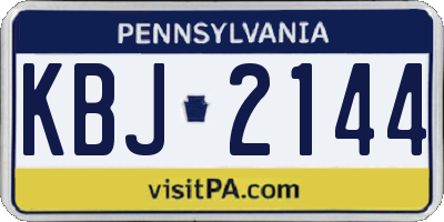 PA license plate KBJ2144