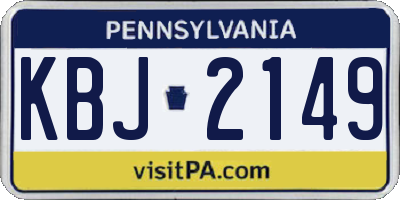 PA license plate KBJ2149