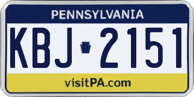 PA license plate KBJ2151