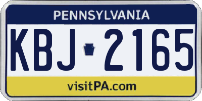 PA license plate KBJ2165