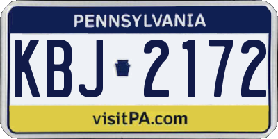 PA license plate KBJ2172