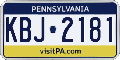 PA license plate KBJ2181