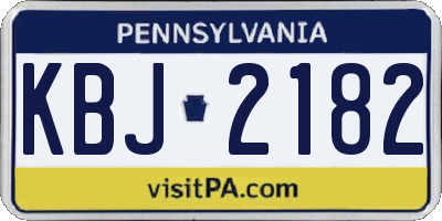 PA license plate KBJ2182