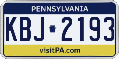 PA license plate KBJ2193