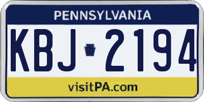 PA license plate KBJ2194