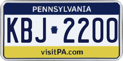 PA license plate KBJ2200