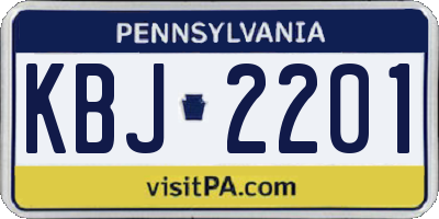 PA license plate KBJ2201