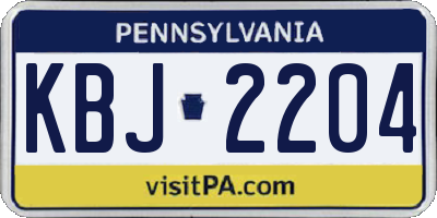 PA license plate KBJ2204