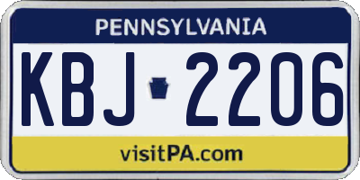 PA license plate KBJ2206