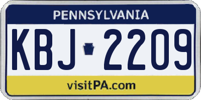 PA license plate KBJ2209