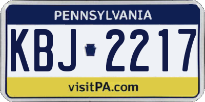 PA license plate KBJ2217