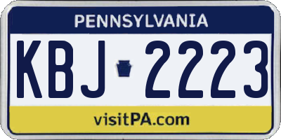 PA license plate KBJ2223