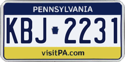 PA license plate KBJ2231