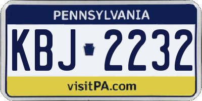 PA license plate KBJ2232