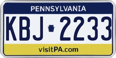 PA license plate KBJ2233