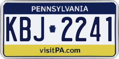 PA license plate KBJ2241