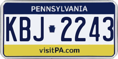 PA license plate KBJ2243