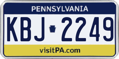 PA license plate KBJ2249