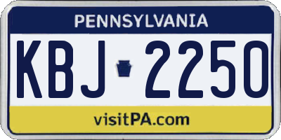 PA license plate KBJ2250