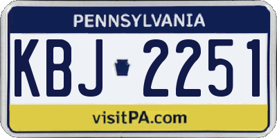 PA license plate KBJ2251