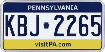 PA license plate KBJ2265
