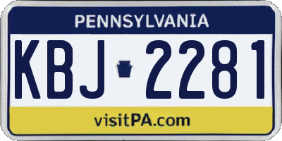 PA license plate KBJ2281