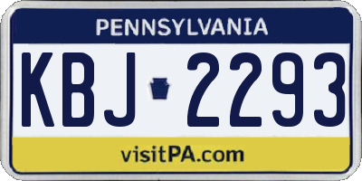 PA license plate KBJ2293