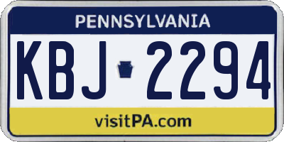 PA license plate KBJ2294