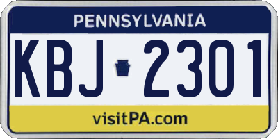 PA license plate KBJ2301