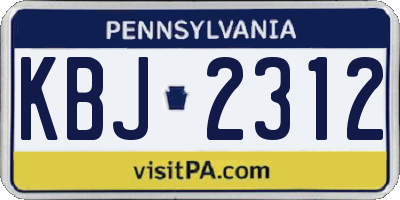 PA license plate KBJ2312
