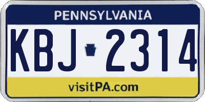 PA license plate KBJ2314