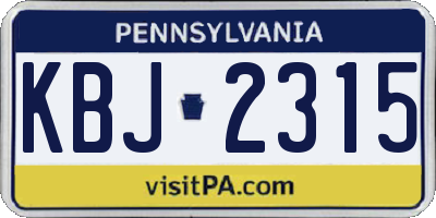 PA license plate KBJ2315