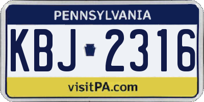 PA license plate KBJ2316