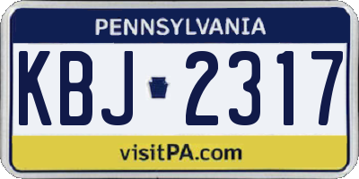 PA license plate KBJ2317