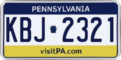 PA license plate KBJ2321