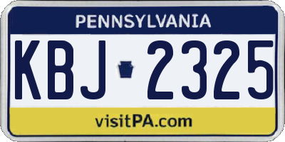 PA license plate KBJ2325