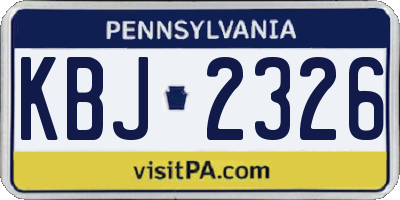 PA license plate KBJ2326