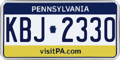 PA license plate KBJ2330