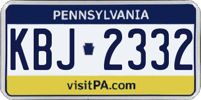 PA license plate KBJ2332
