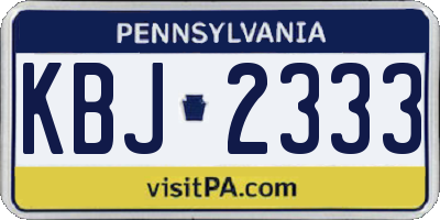 PA license plate KBJ2333