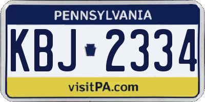PA license plate KBJ2334