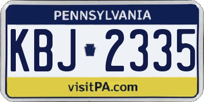 PA license plate KBJ2335