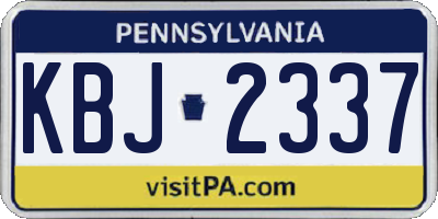 PA license plate KBJ2337
