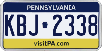 PA license plate KBJ2338