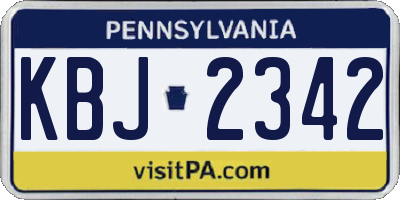 PA license plate KBJ2342