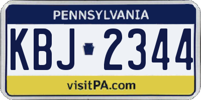 PA license plate KBJ2344